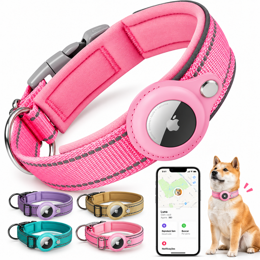 SafeTrack Reflective Dog Collar with AirTag Holder