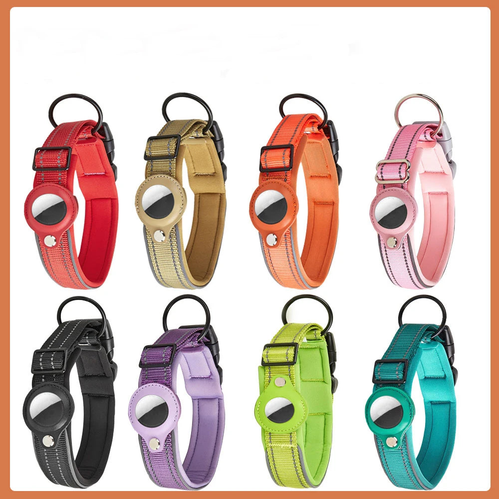 SafeTrack Reflective Dog Collar with AirTag Holder