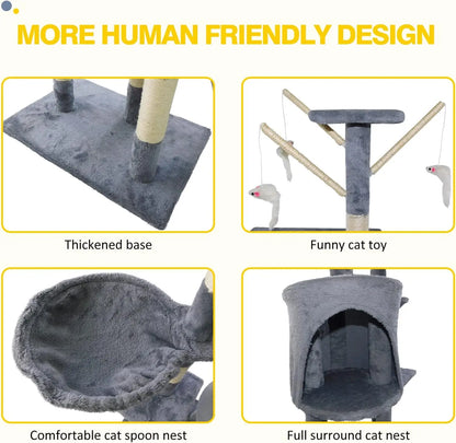 ClimbNest 140cm Cat Tree with Hammock