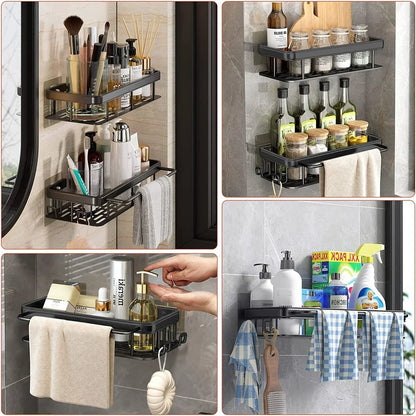 Wall-Mounted Aluminum Bathroom Shelf Organizer