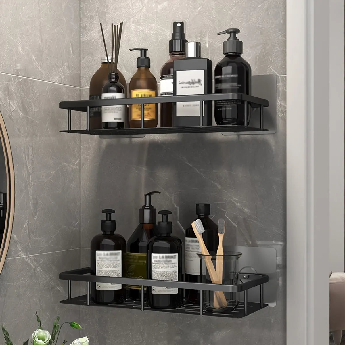 No-Drill Corner Shower Storage Rack