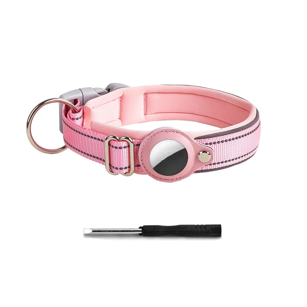 SafeTrack Reflective Dog Collar with AirTag Holder