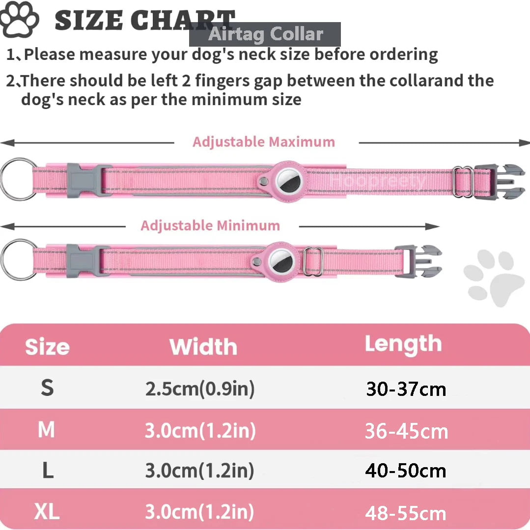 SafeTrack Reflective Dog Collar with AirTag Holder