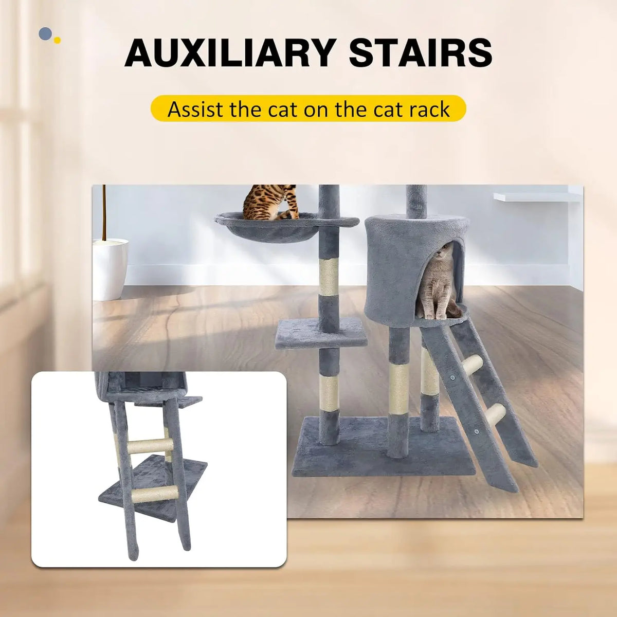 ClimbNest 140cm Cat Tree with Hammock