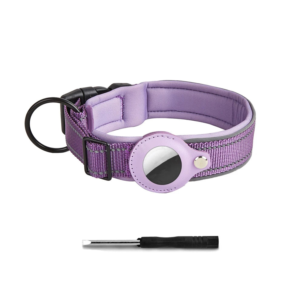 SafeTrack Reflective Dog Collar with AirTag Holder