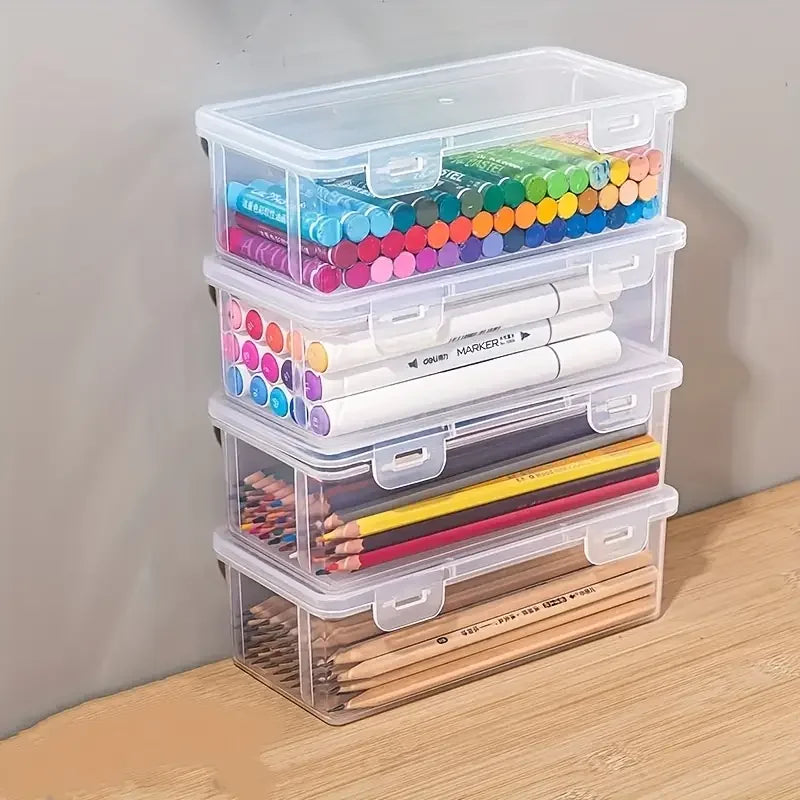 Stackable Clear Storage Boxes with Lids (Set of 4)
