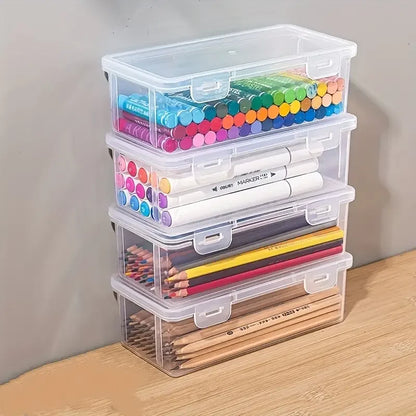 Stackable Clear Storage Boxes with Lids (Set of 4)