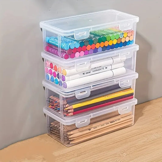 Stackable Clear Storage Boxes with Lids (Set of 4)