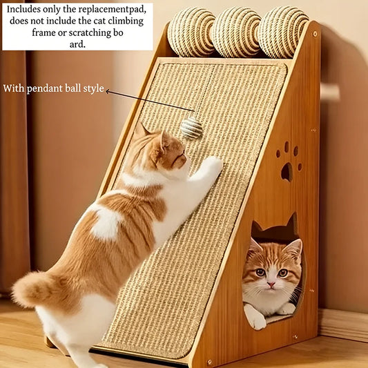 SisalStand standing sisal cat scratcher with hanging ball toy