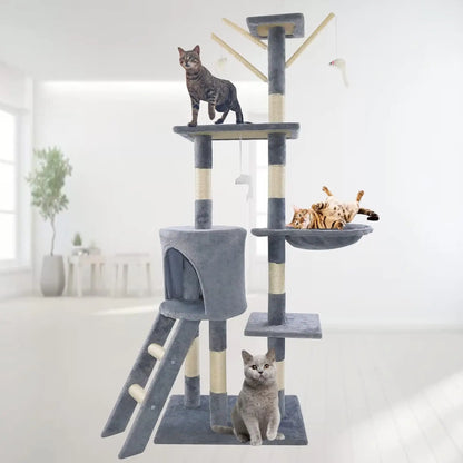 ClimbNest 140cm Cat Tree with Hammock