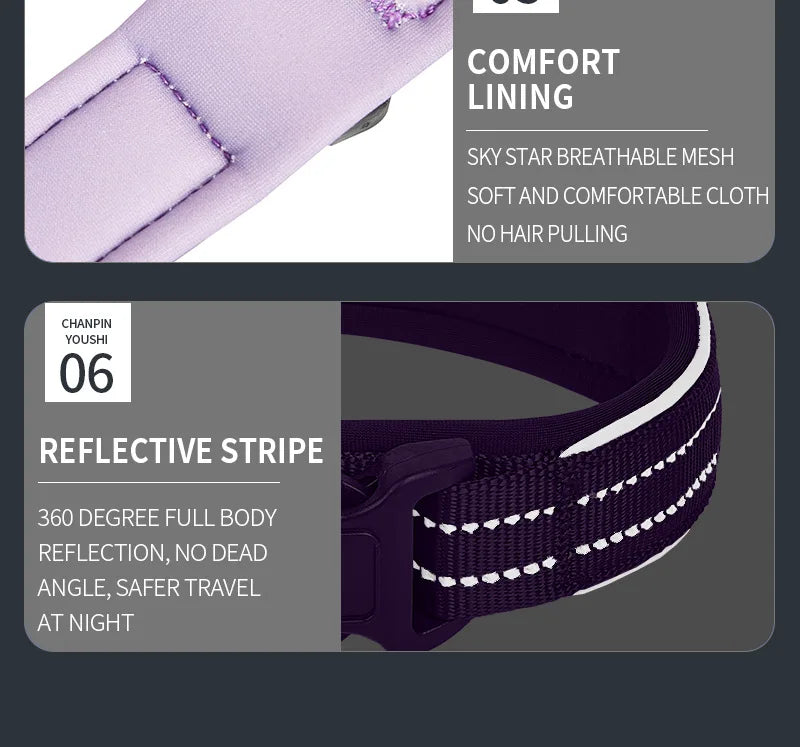 SafeTrack Reflective Dog Collar with AirTag Holder