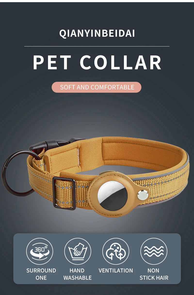 SafeTrack Reflective Dog Collar with AirTag Holder