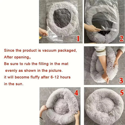 Plush Donut Bed for Dogs & Cats