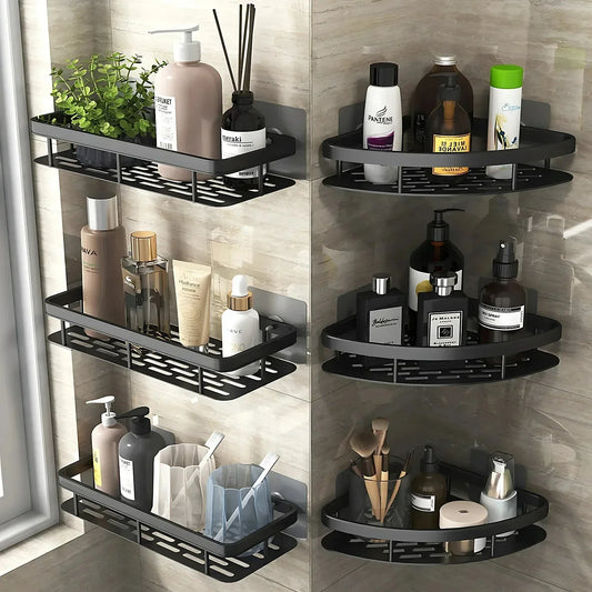 Wall-Mounted Aluminum Bathroom Shelf Organizer