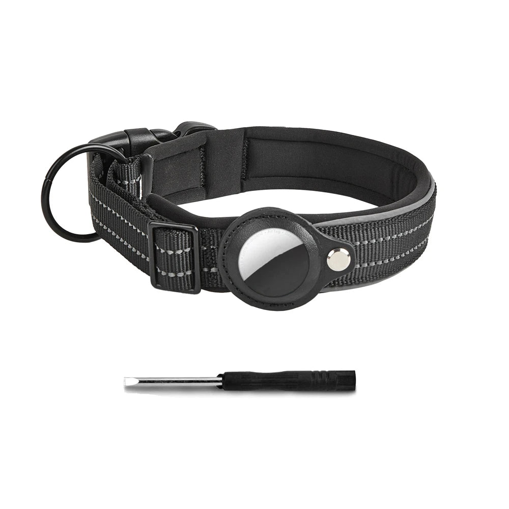 SafeTrack Reflective Dog Collar with AirTag Holder