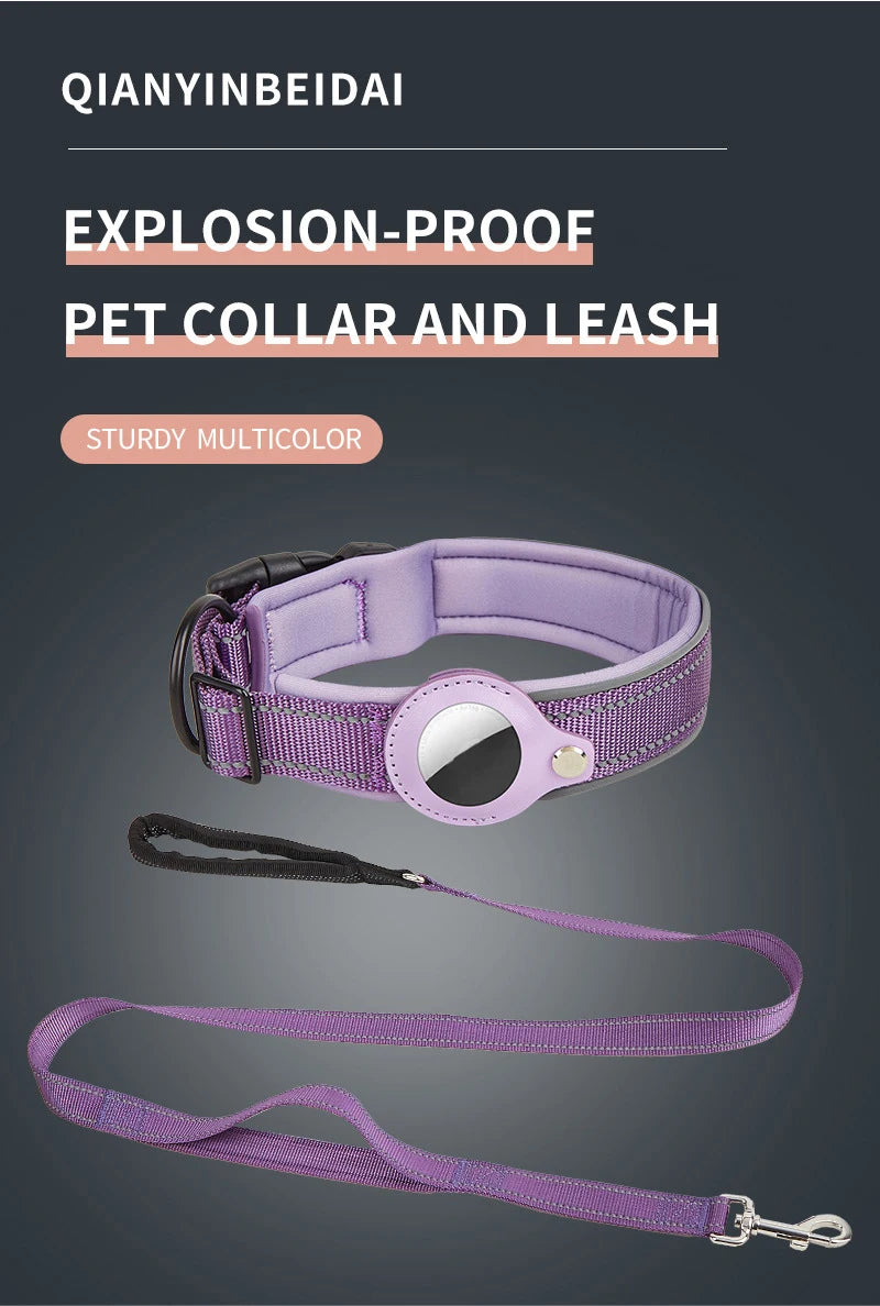 SafeTrack Reflective Dog Collar with AirTag Holder
