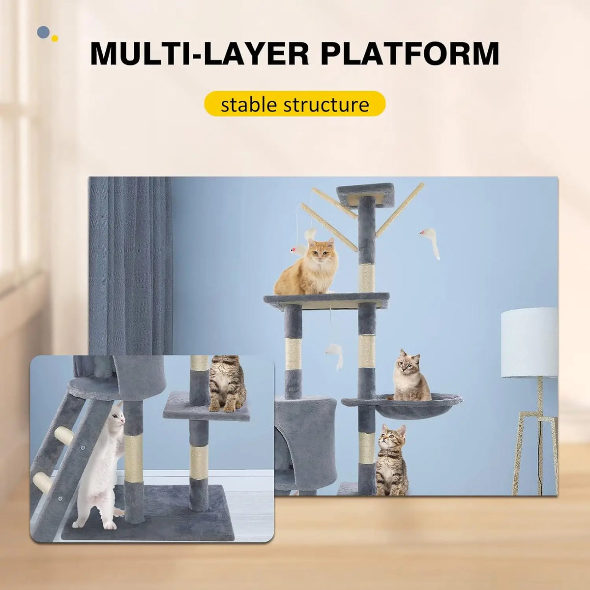 ClimbNest 140cm Cat Tree with Hammock