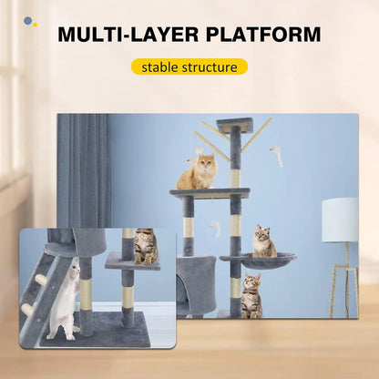 ClimbNest 140cm Cat Tree with Hammock