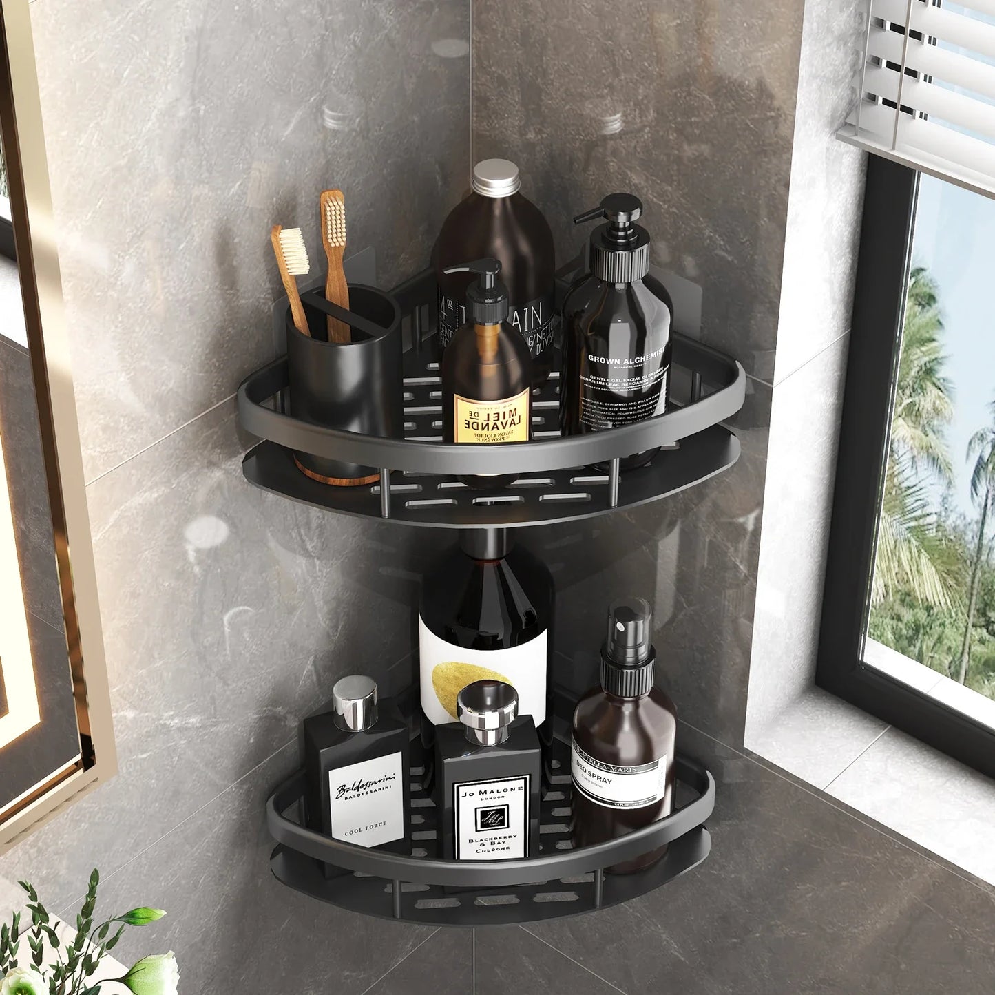 No-Drill Corner Shower Storage Rack