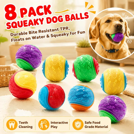 BiteFetch Squeaky Dog Balls (8 Pack)