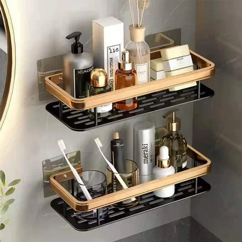 Wall-Mounted Aluminum Bathroom Shelf Organizer