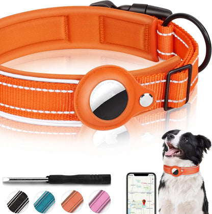 SafeTrack Reflective Dog Collar with AirTag Holder